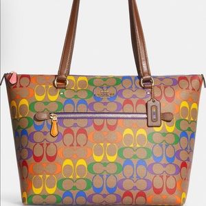 Coach Gallery Tote In Rainbow Signature Canvas